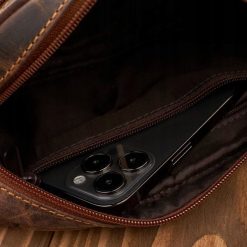 Paolo Peruzzi Saszetka męska brązowa skórzana do ręki vintage T-130-HBR. Brązowe saszetki i nerki męskie Paolo Peruzzi, do ręki. Za 178.58 zł.