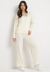 Jasnożółty Komplet Dresowy o Luźnym Fasonie Bluza na Suwak i Szerokie Spodnie Cristala. Żółte bluzy damskie Born2be, s, bez wzorów, z dresówki, eleganckie, bez ramiączek, bez kaptura. Za 84.99 zł.