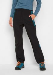 Spodnie softshell, odpychające wodę, Straight Fit. Czarne spodnie dresowe damskie bonprix, bez wzorów, z softshellu, sportowe. Za 199.99 zł.