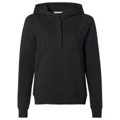Bluza damska z kapturem VAUDE Manukau IV. Czarne bluzy damskie Vaude, na jesień, bez wzorów, z bawełny, casualowe, bez ramiączek, z kapturem. Za 413.00 zł.