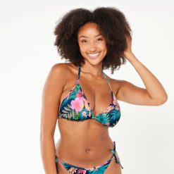 Góra kostiumu kąpielowego surfingowego damska Olaian Mae Borabora. Niebieskie bikini OLAIAN, l, bez wzorów, z elastanu. Za 39.99 zł.