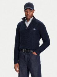 Tommy Jeans Sweter DM0DM22103 Granatowy Regular Fit. Niebieskie swetry męskie Tommy Jeans, m, bez wzorów, z bawełny, bez kołnierzyka, bez ramiączek. Za 559.99 zł.