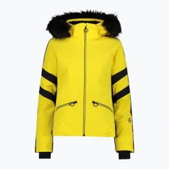 Kurtka narciarska damska CMP 35W0246 Zip Hood Synthetic Fur. Żółte kurtki sportowe damskie CMP, na zimę, z aplikacjami, z elastanu, bez ramiączek, bez kaptura, narciarskie. Za 1,249.00 zł.