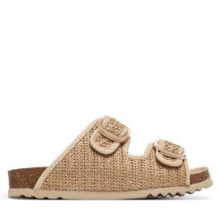 Klapki Scholl. Brązowe klapki damskie Scholl, bez wzorów, bez obcasa, bez zapięcia. Za 421.99 zł.