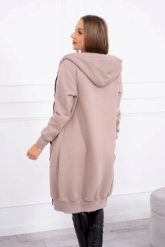 Bluza ocieplana długa z kapturem beżowa. Brązowe bluzy damskie KESI, l, bez wzorów, z bawełny, bez ramiączek, z kapturem. Za 313.67 zł.