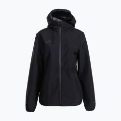 Kurtka do biegania damska Joma R-Night Raincoat. Czarne kurtki sportowe damskie Joma, l, bez wzorów, bez ramiączek, bez kaptura, do biegania. Za 219.99 zł.