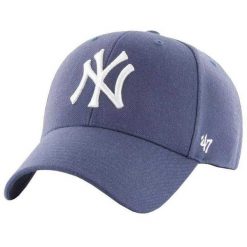 Czapka Z Daszkiem MLB New York Yankees. Niebieskie czapki damskie 47 Brand, bez wzorów, z materiału. Za 109.99 zł.