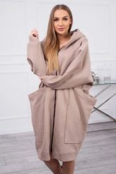 Bluza ocieplana oversize ciemno beżowa. Brązowe bluzy damskie KESI, l, bez wzorów, z bawełny, bez ramiączek, bez kaptura. Za 334.56 zł.