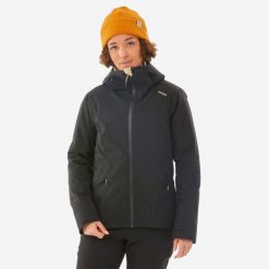 Kurtka narciarska damska Wedze 500. Czarne kurtki sportowe damskie WED'ZE, na zimę, m, bez wzorów, z materiału, bez ramiączek, bez kaptura, narciarskie. Za 439.99 zł.