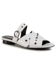 Gino Rossi Klapki Hoshi DLI771-CS4-0568-1100-0 Biały. Białe klapki damskie Gino Rossi, bez wzorów, ze skóry, bez obcasa, bez zapięcia. Za 259.99 zł.