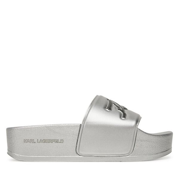Klapki KARL LAGERFELD. Szare klapki damskie KARL LAGERFELD, bez wzorów, bez obcasa, bez zapięcia. Za 239.99 zł.