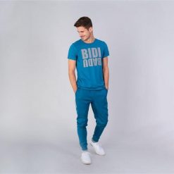 Matu Basic Cuffed Pant - petrol. Niebieskie spodnie materiałowe męskie BIDI BADU, bez wzorów, z bawełny. Za 202.70 zł.