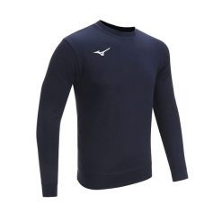 Pot Mizuno terry crew. Niebieskie bluzy męskie Mizuno, bez wzorów, sportowe, bez ramiączek, bez kaptura. Za 218.50 zł.