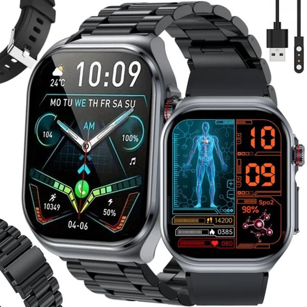 Zegarek SMARTWATCH Rubicon RNCF36 black/black silicon black metal band. Czarne zegarki smartwatch Rubicon, bez wzorów. Za 209.00 zł.