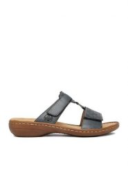 Rieker Klapki CEO-60885-12 Niebieski. Niebieskie klapki damskie Rieker, bez wzorów, z materiału, bez obcasa, bez zapięcia. Za 289.99 zł.