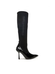 KARL LAGERFELD Kozaki KL31373 Czarny. Czarne kozaki damskie KARL LAGERFELD, bez wzorów, ze skóry, bez obcasa, na szpilce, bez zapięcia. Za 1,009.00 zł.