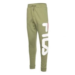 Spodnie sportowe męskie Fila Bronte. Zielone spodnie materiałowe męskie Fila, bez wzorów, z bawełny. W wyprzedaży za 95.00 zł.