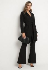 Czarna Marynarka Sukienkowa z Paskiem i Usztywnionymi Ramionami Etinella. Czarne marynarki i żakiety damskie Born2be, bez wzorów, z jeansu, klasyczne, bez kołnierzyka, bez ramiączek. Za 119.99 zł.