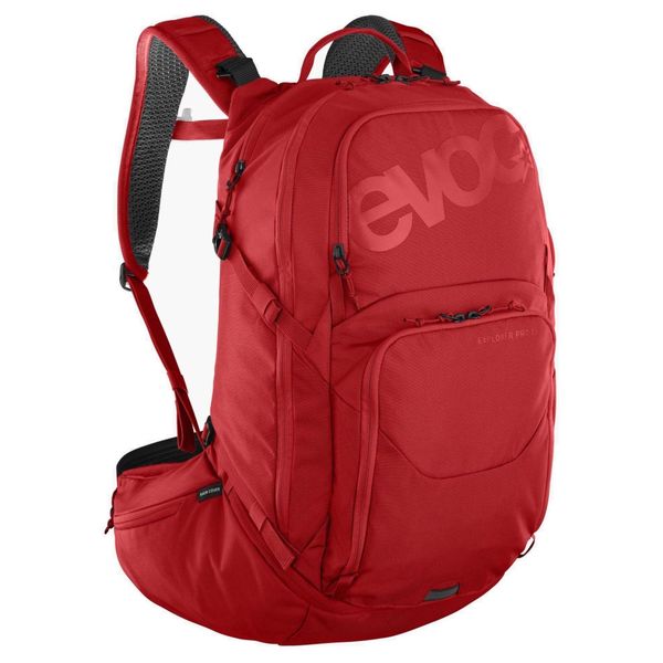 Plecak rowerowy Evoc Explorer Pro 26 - true red. Czerwone plecaki męskie EVOC, bez wzorów, z materiału. Za 794.00 zł.