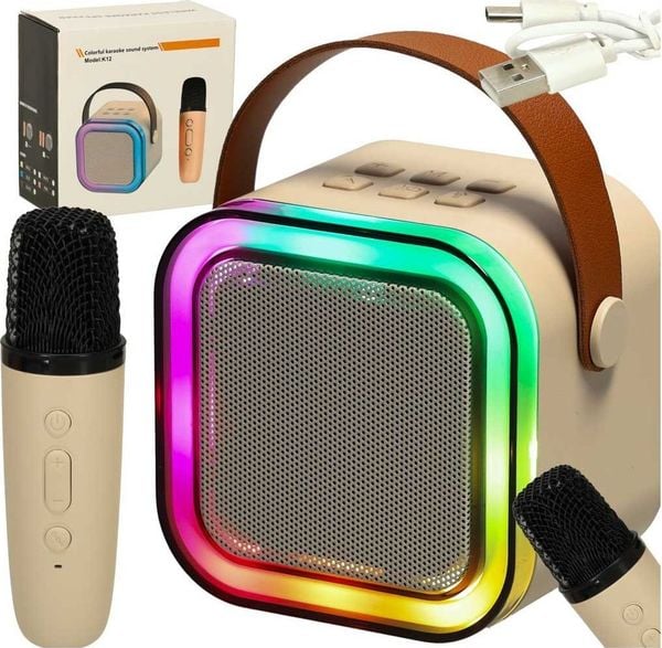 Zestaw do karaoke mikrofon + głośnik przenośny BLUETOOTH USB LED beżowy Kik sp. z o.o. sp. k. Brązowe głośniki przenośne LEXIBOOK. Za 99.85 zł.