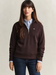 Gant Bluza Kobiety Bawełna brązowy, S. Brązowe bluzy damskie GANT, s, bez wzorów, z bawełny, eleganckie, bez ramiączek, bez kaptura. Za 599.95 zł.