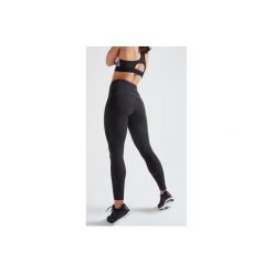 Legginsy fitness kardio 500 damskie. Czarne legginsy damskie DOMYOS, bez wzorów, z elastanu. Za 89.99 zł.