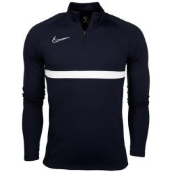 Bluza piłkarska męska Nike Academy Dri-Fit bez kaptura ze stójką na zamek. Niebieskie bluzy męskie Nike, l, bez wzorów, sportowe, bez ramiączek, bez kaptura. Za 195.91 zł.