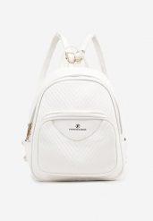 Biały Plecak z Tłoczeniem i Rączką Rivseki. Białe plecaki damskie Born2be, bez wzorów, eleganckie. Za 74.99 zł.