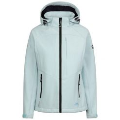 Kurtka Damska Fryatt Soft Shell. Niebieskie kurtki sportowe damskie Trespass, l, bez wzorów, bez ramiączek, bez kaptura, trekkingowe. Za 317.99 zł.