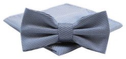 Mucha Męska Alties z Poszetką - Niebieska, Drobna Pepitka. Niebieskie krawaty i muchy Alties, bez wzorów, eleganckie. Za 54.00 zł.