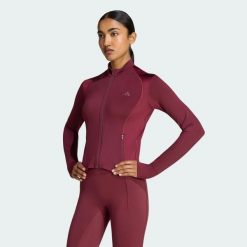 Bluza PrimeLift Essentials Workout Shine Zip. Czerwone bluzy damskie Adidas, uniwersalny, bez wzorów, z elastanu, eleganckie, bez ramiączek, bez kaptura. Za 239.00 zł.