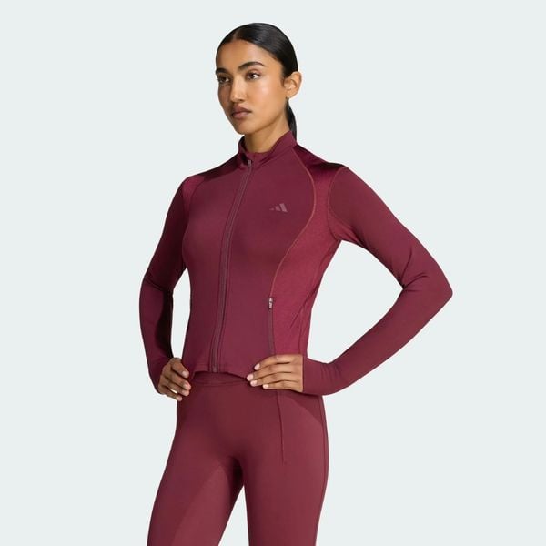 Bluza PrimeLift Essentials Workout Shine Zip. Czerwone bluzy damskie Adidas, uniwersalny, bez wzorów, z elastanu, eleganckie, bez ramiączek, bez kaptura. Za 239.00 zł.