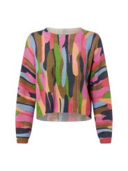 Nümph sweter z dzianiny z zawartością wełny - Nuamara Kobiety różowy|wielokolorowy, XXL. Czerwone swetry nierozpinane damskie Nümph, xxl, bez wzorów, z dzianiny, bez kołnierzyka, bez ramiączek. Za 229.95 zł.