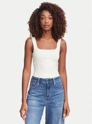 Guess Top W6YZ08 Z0979 Kremowy Slim Fit. Białe topy damskie Guess, m, z aplikacjami, z syntetyku, bez kołnierzyka, bez ramiączek. Za 214.99 zł.