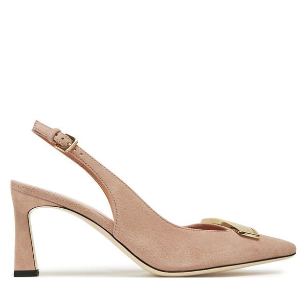 Czółenka Pollini. Brązowe czółenka damskie Pollini, bez wzorów, bez obcasa, bez zapięcia. Za 829.99 zł.