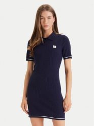 Calvin Klein Sukienka codzienna Microcable LV047F323G Granatowy Slim Fit. Niebieskie sukienki damskie Calvin Klein, na co dzień, m, bez wzorów, z bawełny, bez kołnierzyka, bez ramiączek, proste. Za 529.99 zł.