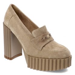 Beżowe Półbuty Carinii Eleganckie Obuwie Damskie. Brązowe półbuty damskie Carinii, bez wzorów, eleganckie, bez obcasa, bez zapięcia. Za 629.00 zł.