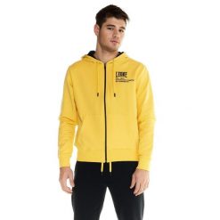 Bluza z kaptur na co dzień na siłownię. Żółte bluzy męskie LEONE 1947 APPAREL, bez wzorów, sportowe, bez ramiączek, bez kaptura. W wyprzedaży za 178.93 zł.