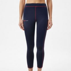 Legginsy Capri stretch do biegania niebiesko-ciemnoróżowe. Czerwone legginsy damskie ELPLAYER, bez wzorów, z bawełny. Za 64.00 zł.