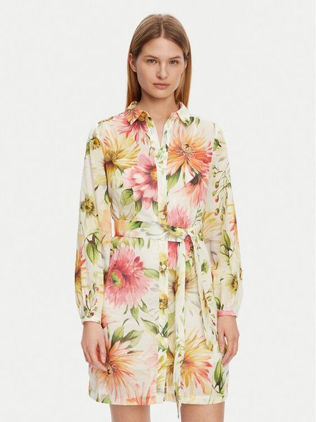 Guess Sukienka koszulowa W5GK65 WH6C0 Kolorowy Regular Fit. Sukienki damskie Guess, m, z aplikacjami, z bawełny, bez kołnierzyka, bez ramiączek, koszulowe. Za 349.99 zł.