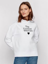 Boss Bluza Evalin_Vd 50452526 Biały Regular Fit. Białe bluzy damskie Boss, m, bez wzorów, z bawełny, bez ramiączek, bez kaptura. Za 599.99 zł.