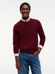 Tommy Hilfiger sweter Mężczyźni Bawełna czerwony, XL. Czerwone swetry męskie Tommy Hilfiger, m, bez wzorów, z bawełny, bez kołnierzyka, bez ramiączek. Za 409.95 zł.