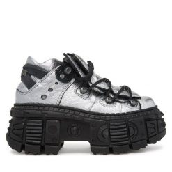 Botki NEW ROCK. Szare botki damskie NEW ROCK, bez wzorów, rockowe, bez obcasa, na koturnie, bez zapięcia. Za 1,999.00 zł.