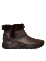 Skechers Botki On-The-Go Joy Endeavor 144013/CHOC Brązowy. Brązowe botki damskie Skechers, bez wzorów, z materiału, bez obcasa, na płaskiej podeszwie, bez zapięcia. Za 299.99 zł.