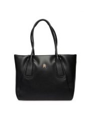 Tommy Hilfiger Torebka Th Essential Tote AW0AW18374 Czarny. Czarne shopperki damskie Tommy Hilfiger, bez wzorów, ze skóry, bez dodatków. Za 649.99 zł.