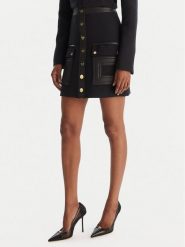 Elisabetta Franchi Spódnica trapezowa GO-120-57E2-V490 Czarny Regular Fit. Czarne spódnice damskie Elisabetta Franchi, bez wzorów, z syntetyku, trapezowe. Za 2,129.00 zł.