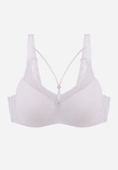 Biały Biustonosz z Ozdobną Siateczką i Paseczkami przy Dekolcie Anesa. Białe biustonosze Born2be, bez wzorów. Za 49.99 zł.