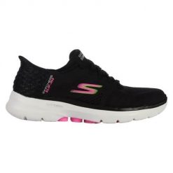 Buty do chodzenia damskie Skechers Go Walk 6 Vivid Id Slip Ins. Czarne obuwie sportowe damskie Skechers, bez wzorów, z materiału, bez zapięcia, trekkingowe. Za 467.00 zł.
