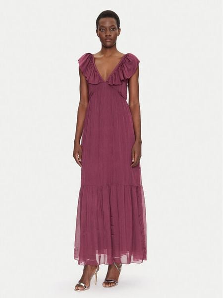 Dixie Sukienka letnia A207W021A Bordowy Regular Fit. Czerwone sukienki damskie Dixie, na lato, s, bez wzorów, z jedwabiu, bez kołnierzyka, bez ramiączek. Za 349.99 zł.