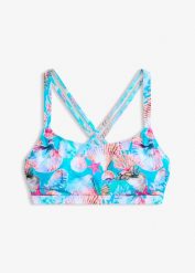 Biustonosz bikini bustier ze skrzyżowanymi ramiączkami. Bikini bonprix, bez wzorów. Za 47.99 zł.